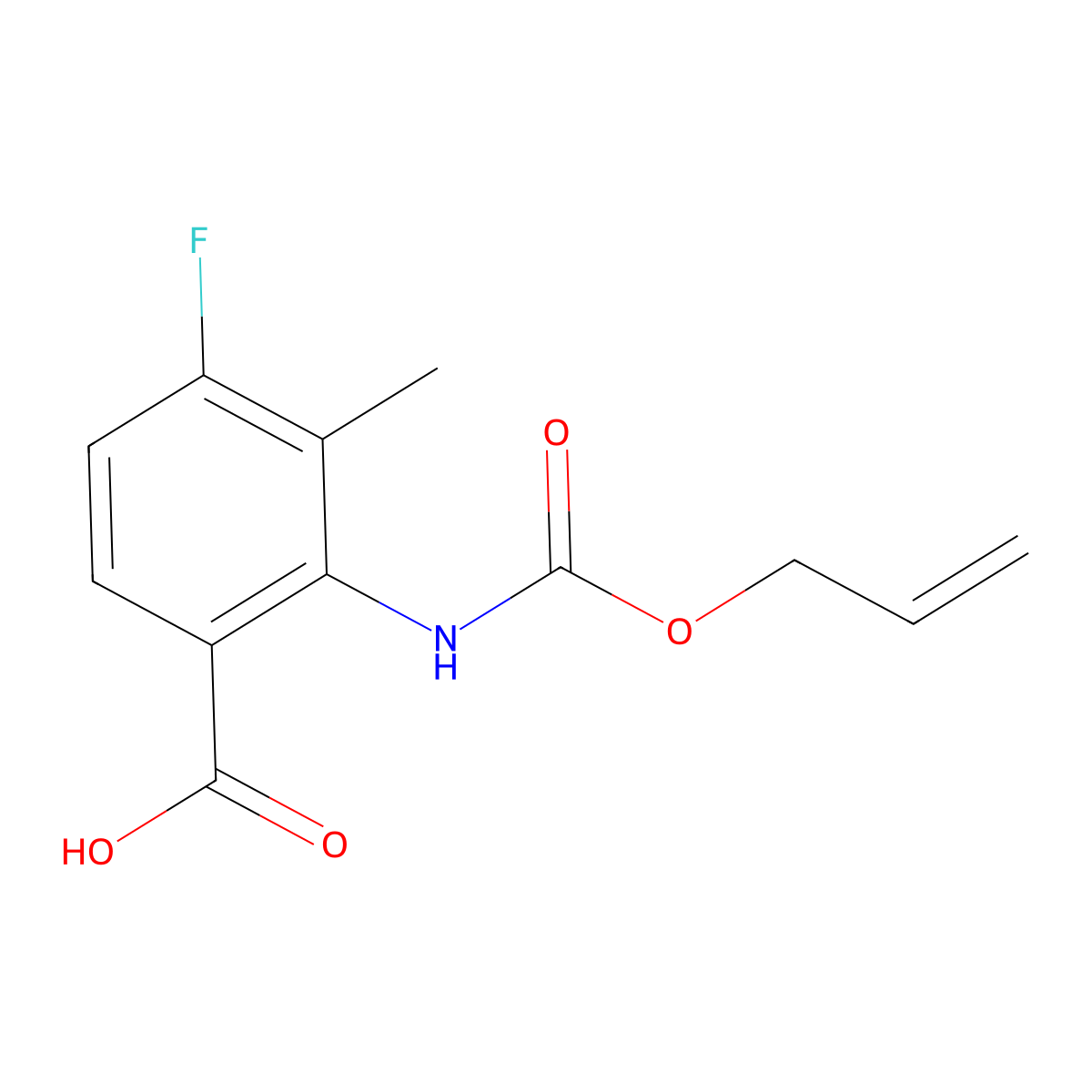4-Fluoro-3-methyl-2-{[(prop-2-en-1-yloxy)carbonyl]amino}benzoic acid molecular structure, CAS 2680761-81-1