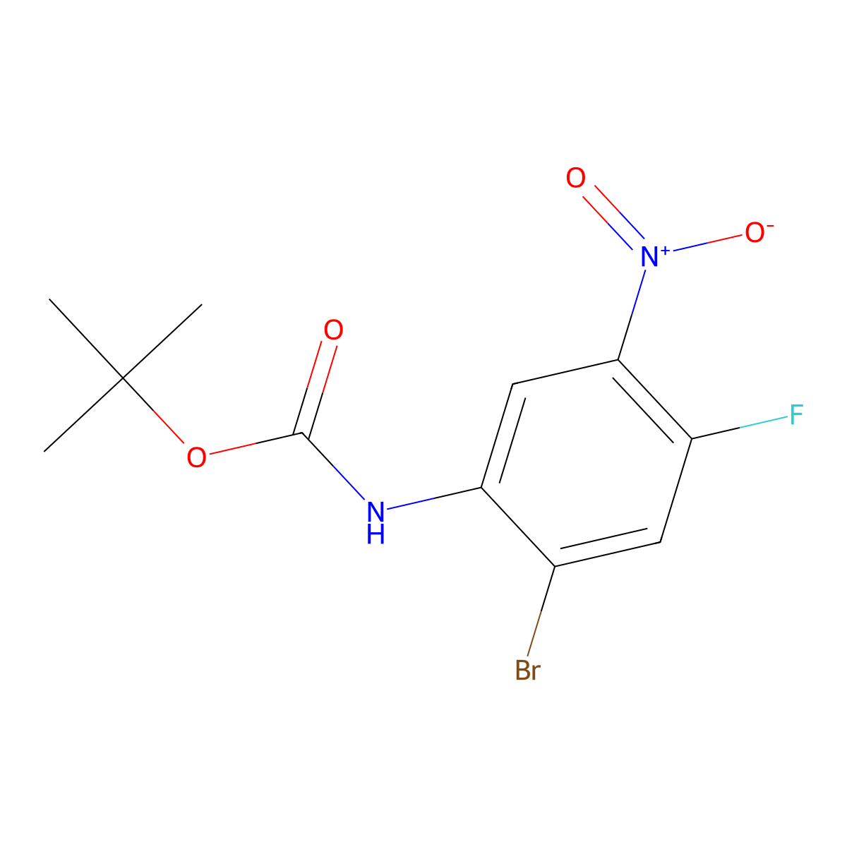tert-butyl N-(2-bromo-4-fluoro-5-nitrophenyl)carbamate molecular structure, CAS 2680761-83-3