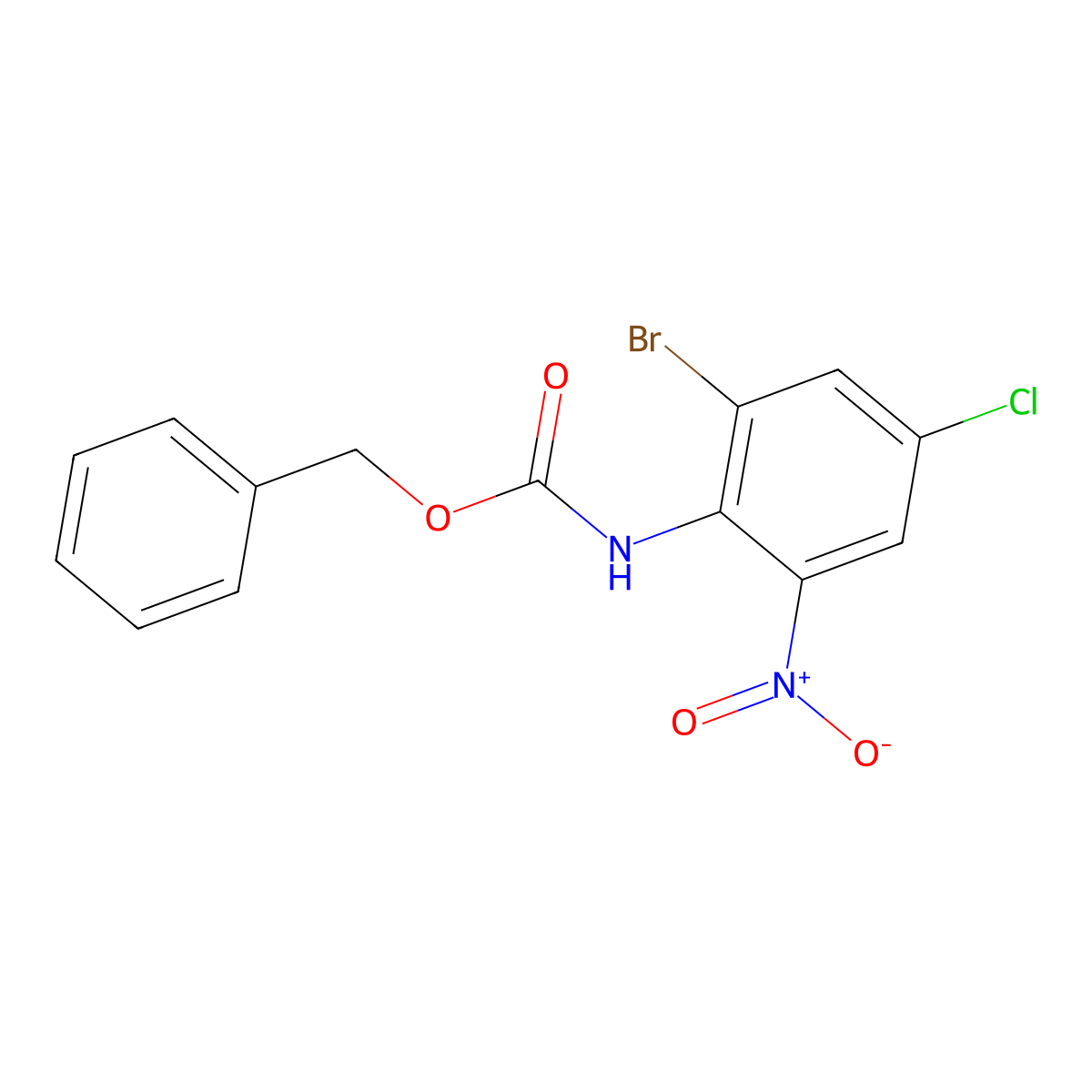 benzyl N-(2-bromo-4-chloro-6-nitrophenyl)carbamate molecular structure, CAS 2680761-84-4