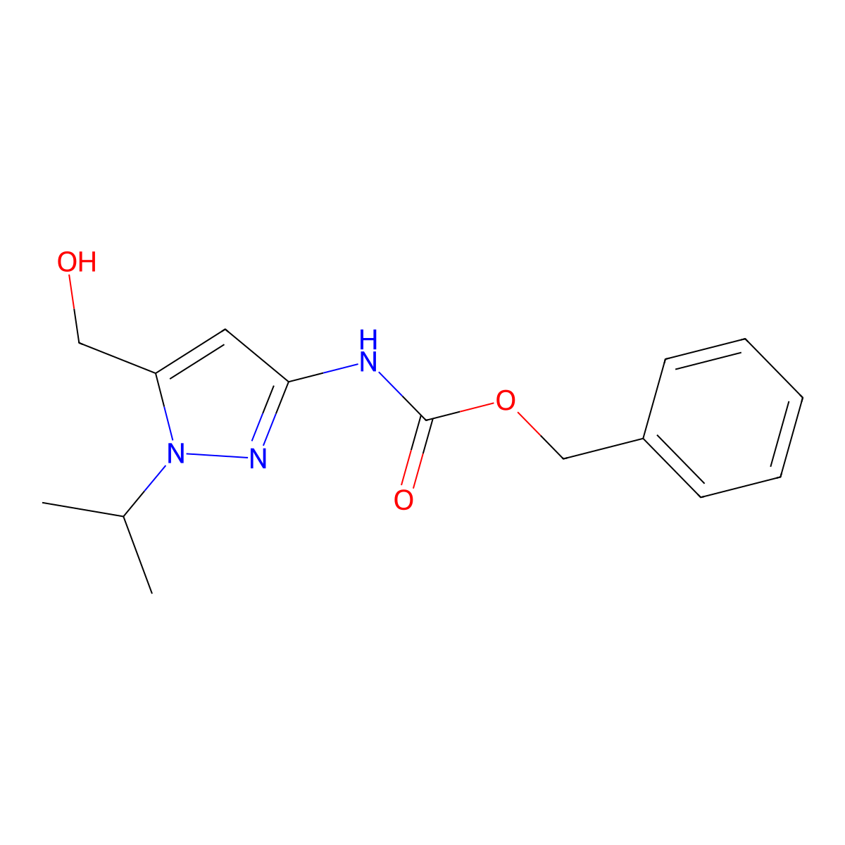 benzyl N-[5-(hydroxymethyl)-1-(propan-2-yl)-1H-pyrazol-3-yl]carbamate molecular structure, CAS 2680761-88-8