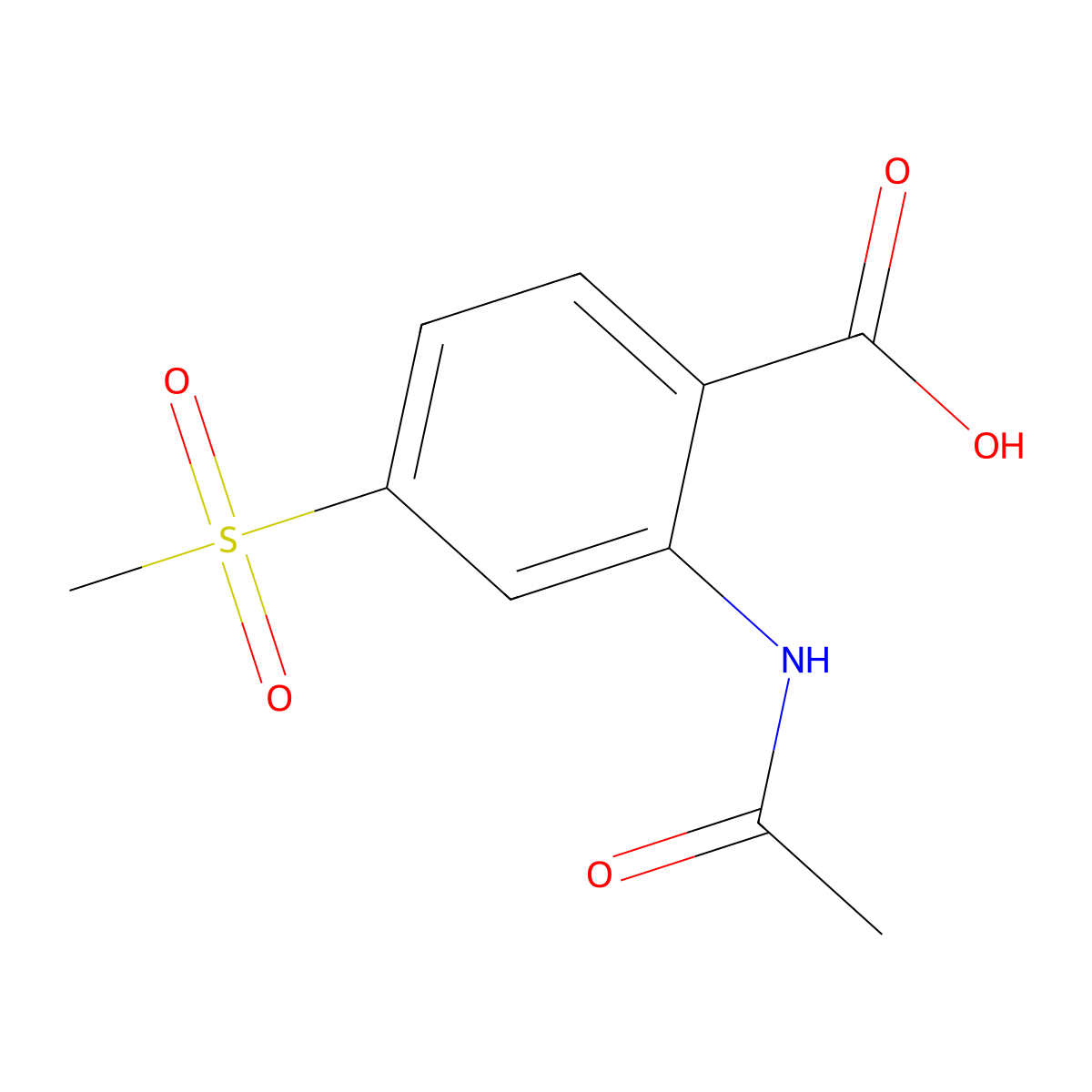 2-Acetamido-4-methanesulfonylbenzoic acid molecular structure, CAS 2680761-89-9