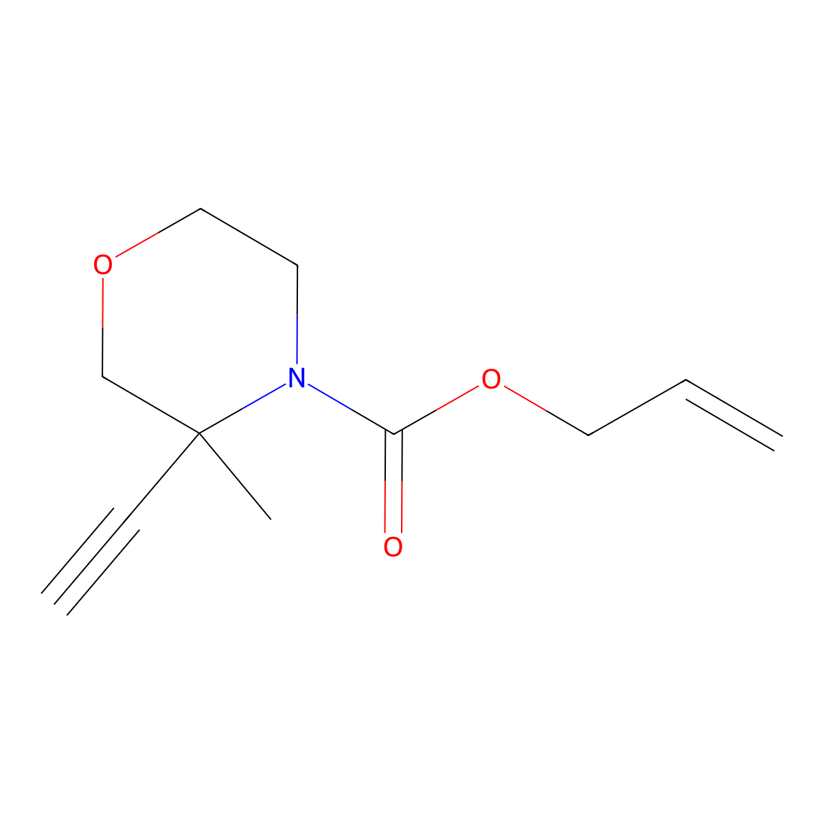 Prop-2-en-1-yl 3-ethynyl-3-methylmorpholine-4-carboxylate molecular structure, CAS 2680761-91-3