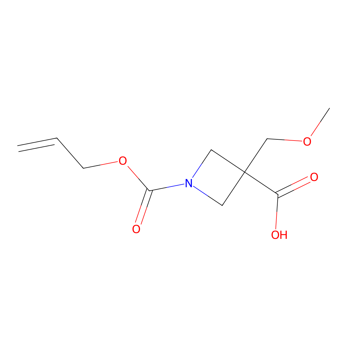 3-(Methoxymethyl)-1-[(prop-2-en-1-yloxy)carbonyl]azetidine-3-carboxylic acid molecular structure, CAS 2680761-98-0