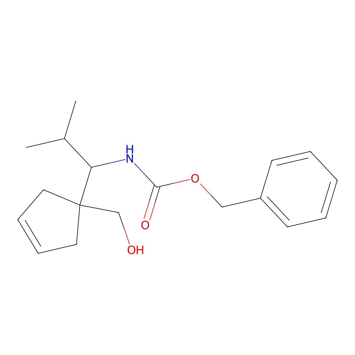 benzyl N-{1-[1-(hydroxymethyl)cyclopent-3-en-1-yl]-2-methylpropyl}carbamate molecular structure, CAS 2680762-01-8