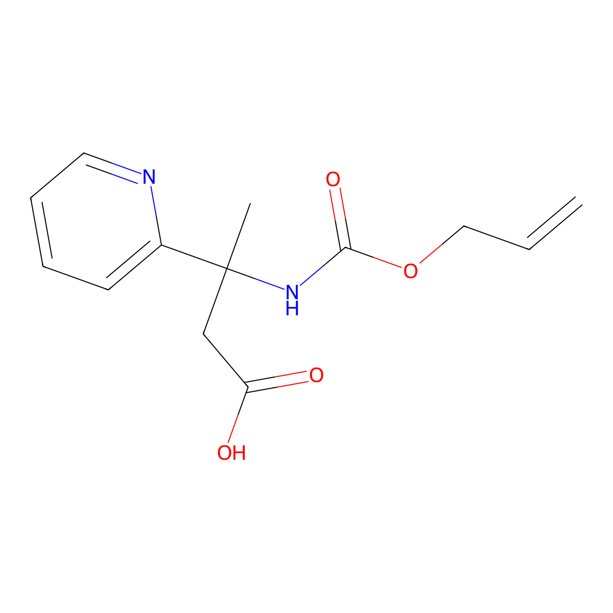 3-{[(Prop-2-en-1-yloxy)carbonyl]amino}-3-(pyridin-2-yl)butanoic acid molecular structure, CAS 2680762-24-5
