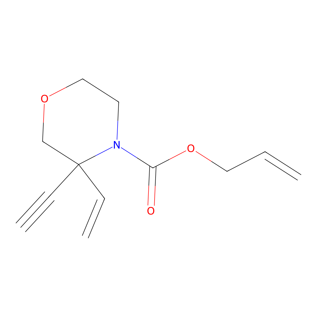 Prop-2-en-1-yl 3-ethenyl-3-ethynylmorpholine-4-carboxylate molecular structure, CAS 2680762-26-7