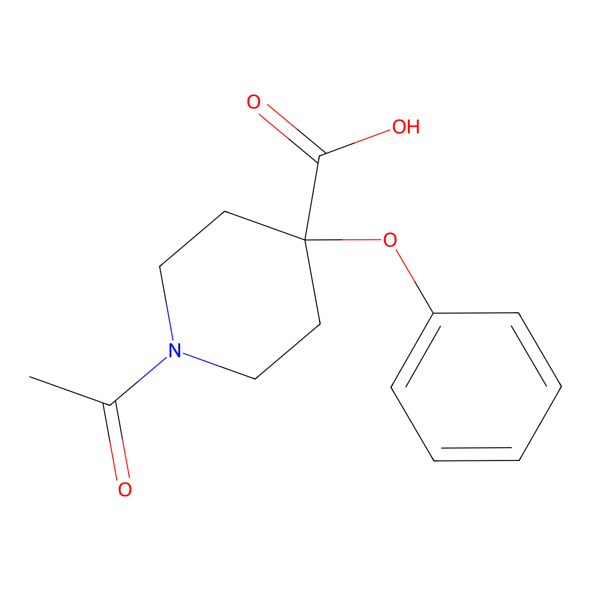 1-Acetyl-4-phenoxypiperidine-4-carboxylic acid molecular structure, CAS 2680762-30-3