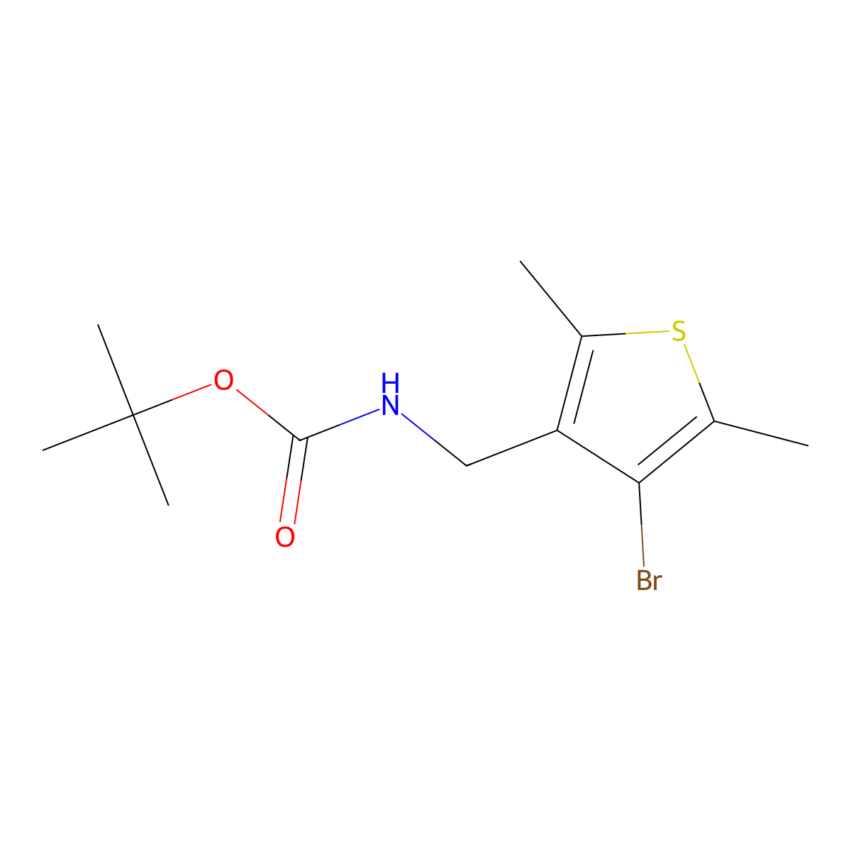 tert-butyl N-[(4-bromo-2,5-dimethylthiophen-3-yl)methyl]carbamate molecular structure, CAS 2680762-44-9