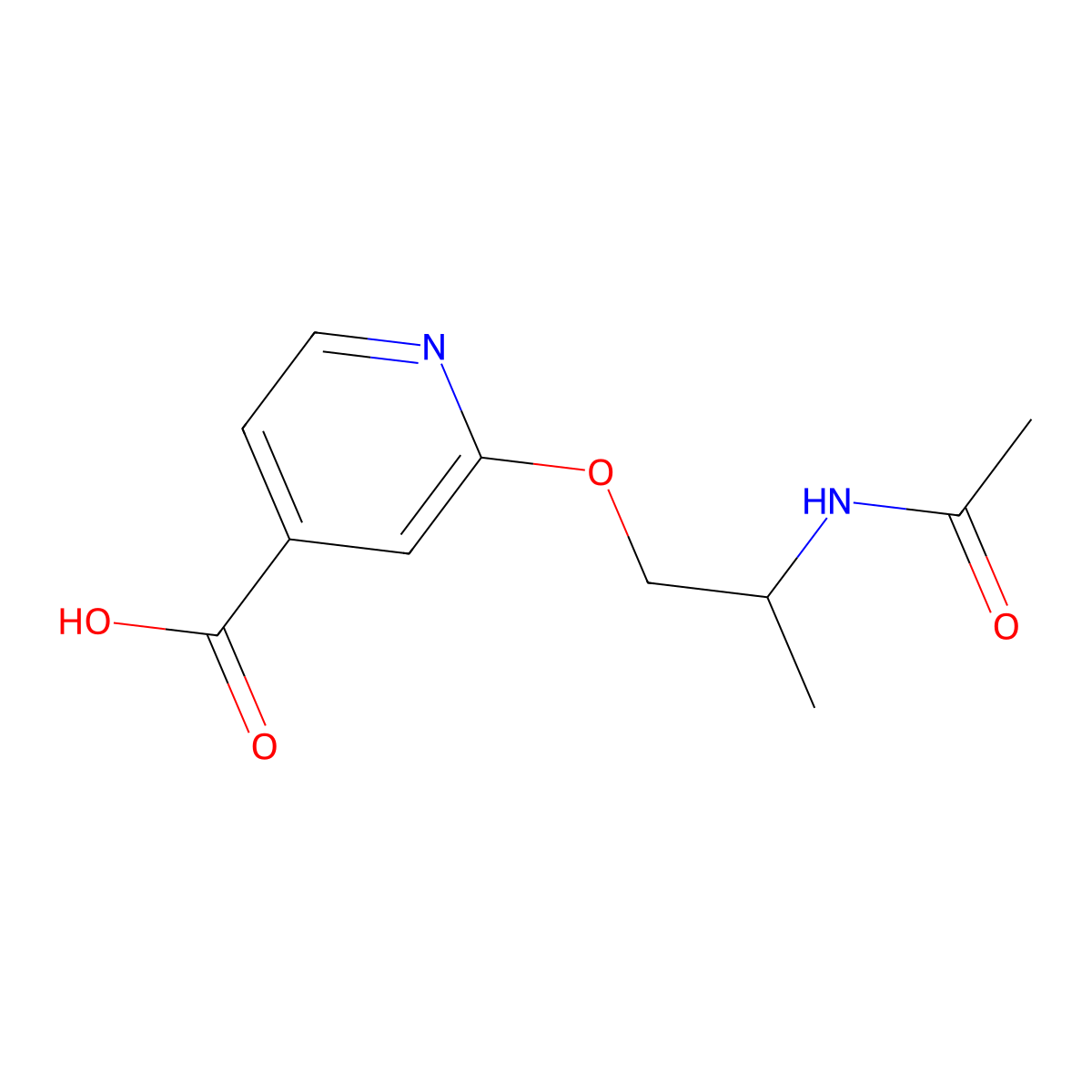 2-(2-Acetamidopropoxy)pyridine-4-carboxylic acid molecular structure, CAS 2680762-46-1