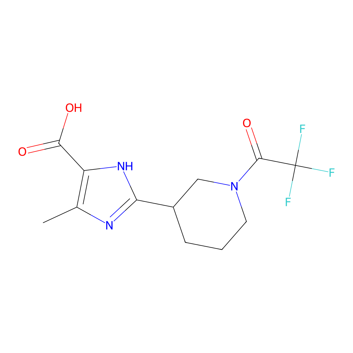 4-methyl-2-[1-(2,2,2-trifluoroacetyl)piperidin-3-yl]-1H-imidazole-5-carboxylic acid molecular structure, CAS 2680762-57-4