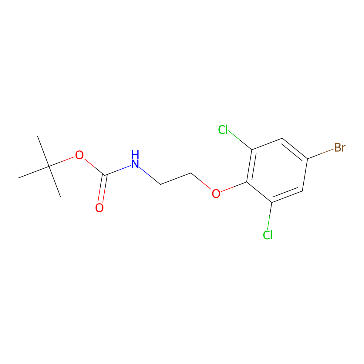 tert-butyl N-[2-(4-bromo-2,6-dichlorophenoxy)ethyl]carbamate molecular structure, CAS 2680762-60-9