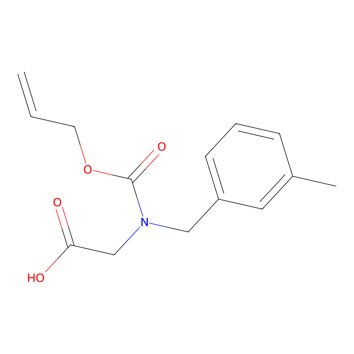 2-{[(3-Methylphenyl)methyl][(prop-2-en-1-yloxy)carbonyl]amino}acetic acid molecular structure, CAS 2680762-63-2