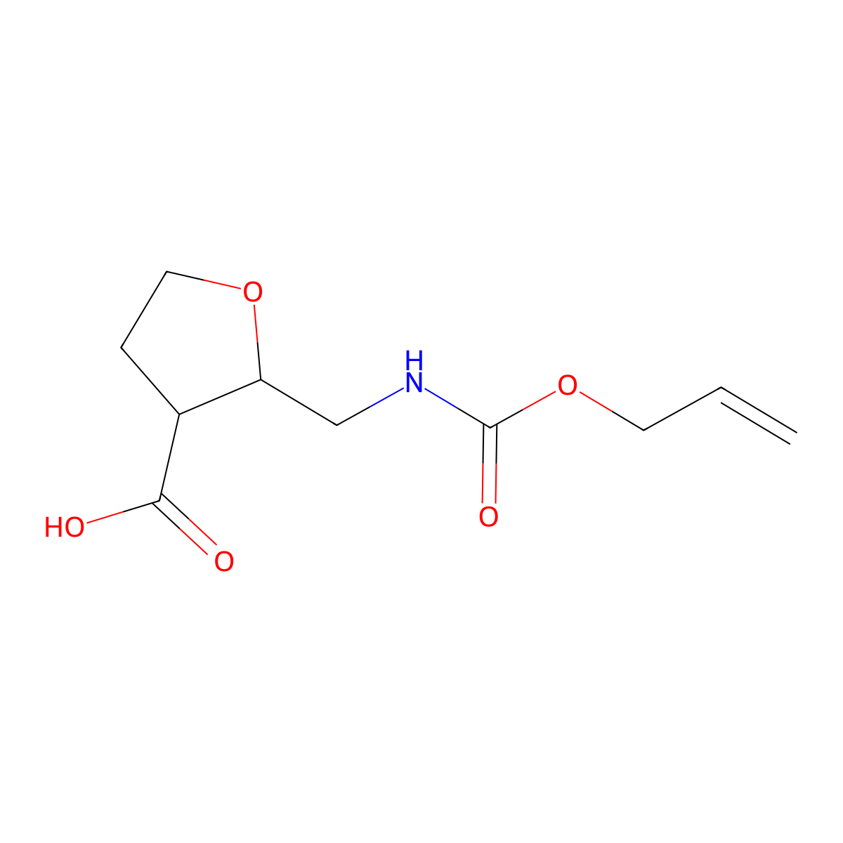 2-({[(Prop-2-en-1-yloxy)carbonyl]amino}methyl)oxolane-3-carboxylic acid molecular structure, CAS 2680762-70-1
