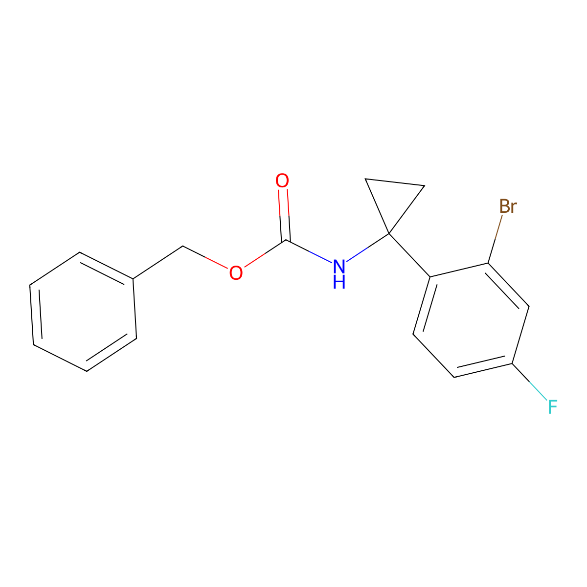 benzyl N-[1-(2-bromo-4-fluorophenyl)cyclopropyl]carbamate molecular structure, CAS 2680762-82-5