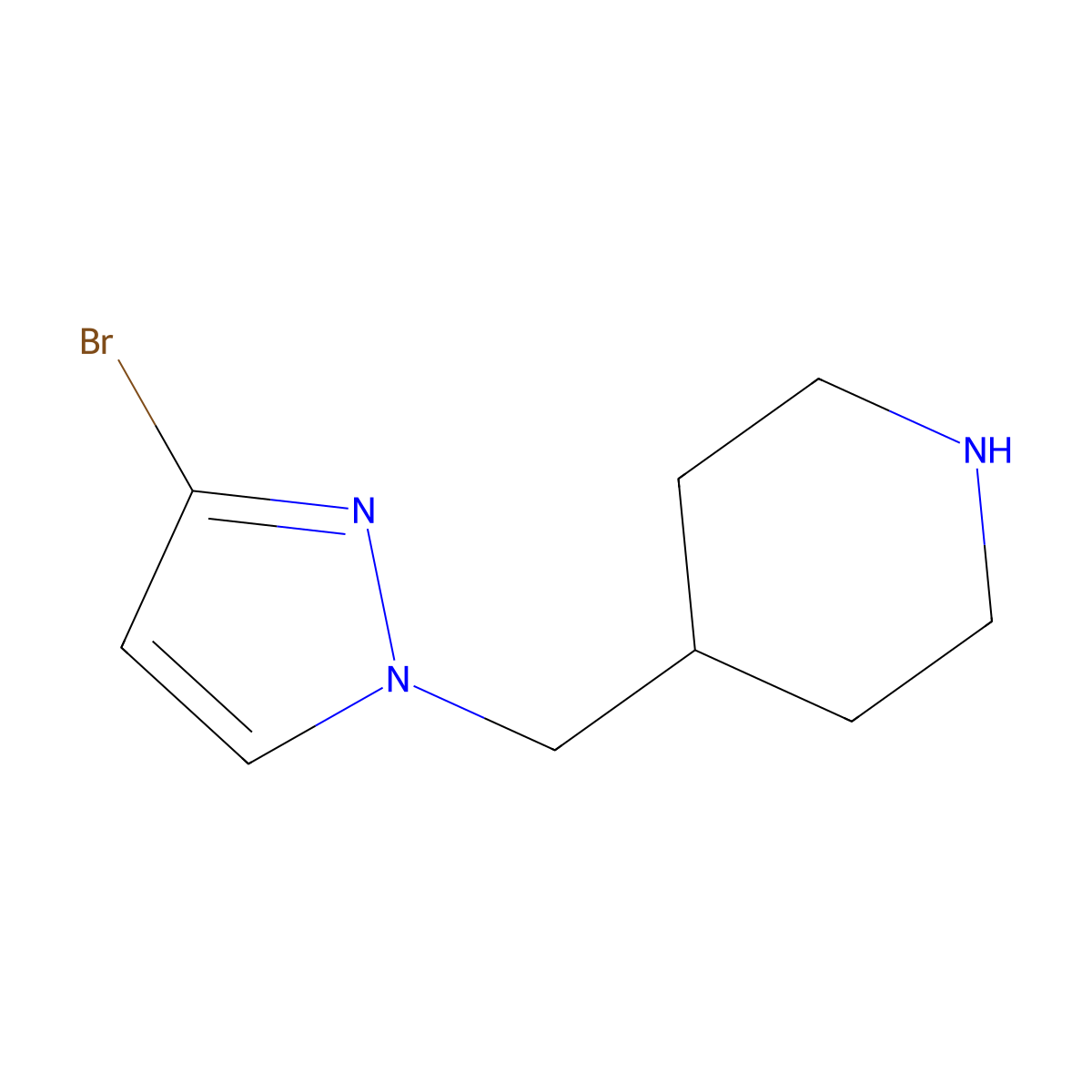4-[(3-bromo-1H-pyrazol-1-yl)methyl]piperidine molecular structure, CAS 2680762-83-6