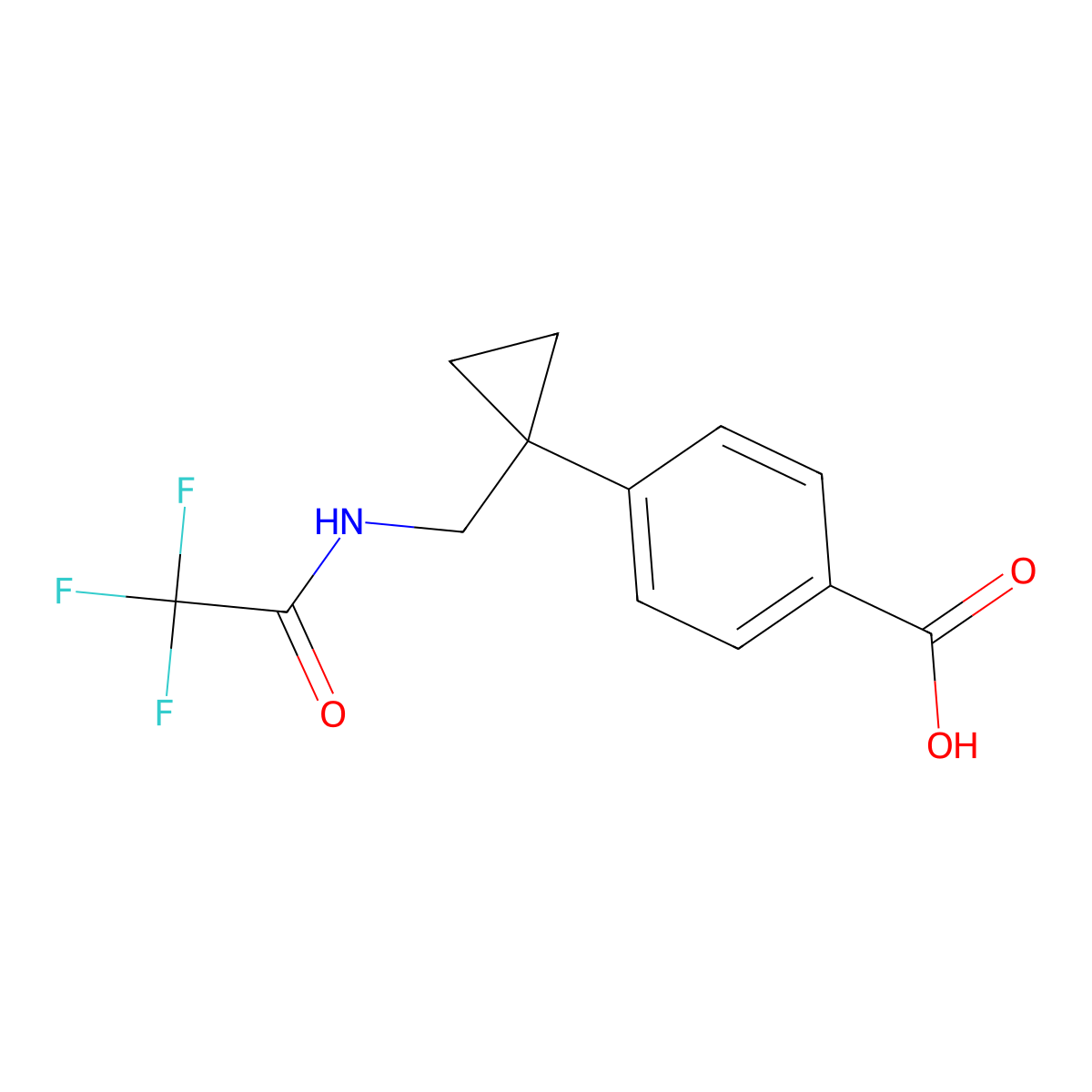 4-{1-[(2,2,2-Trifluoroacetamido)methyl]cyclopropyl}benzoic acid molecular structure, CAS 2680762-88-1