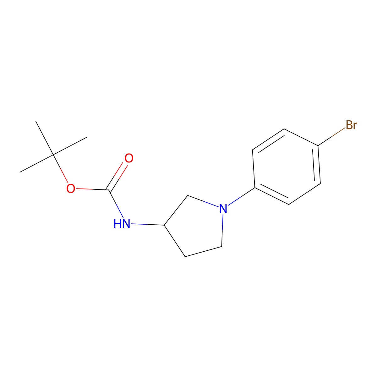 tert-butyl N-[1-(4-bromophenyl)pyrrolidin-3-yl]carbamate molecular structure, CAS 2680762-90-5