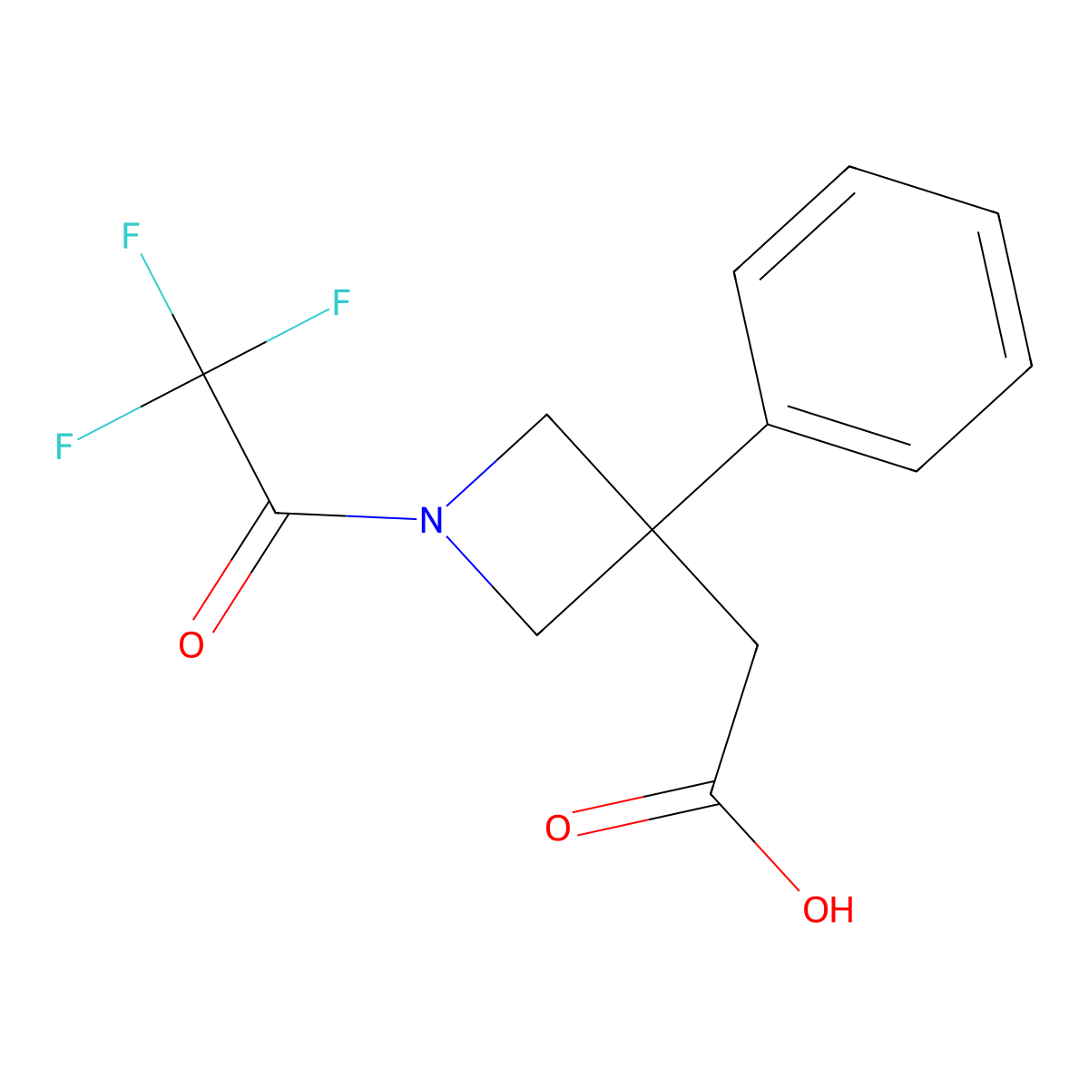 2-[3-Phenyl-1-(2,2,2-trifluoroacetyl)azetidin-3-yl]acetic acid molecular structure, CAS 2680762-94-9