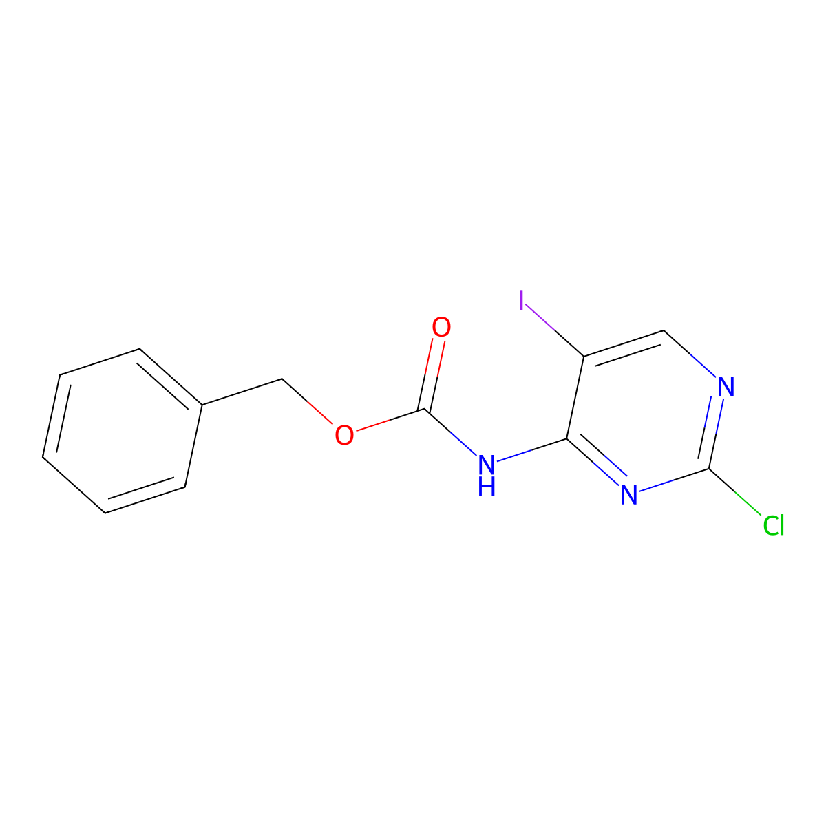benzyl N-(2-chloro-5-iodopyrimidin-4-yl)carbamate molecular structure, CAS 2680763-02-2