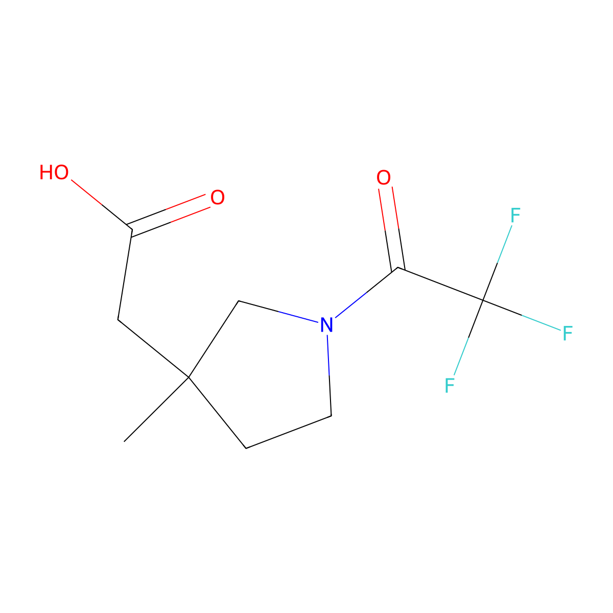 2-[3-Methyl-1-(2,2,2-trifluoroacetyl)pyrrolidin-3-yl]acetic acid molecular structure, CAS 2680763-04-4