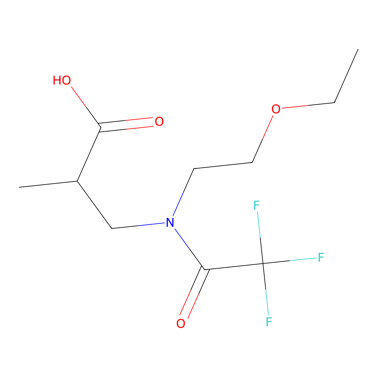 3-[N-(2-ethoxyethyl)-2,2,2-trifluoroacetamido]-2-methylpropanoic acid molecular structure, CAS 2680763-10-2