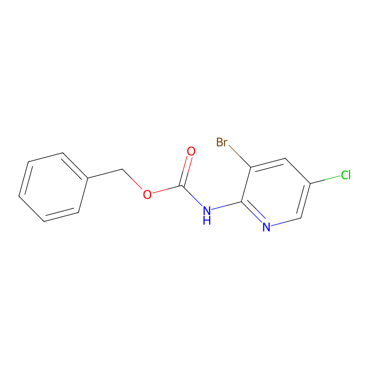 benzyl N-(3-bromo-5-chloropyridin-2-yl)carbamate molecular structure, CAS 2680763-14-6