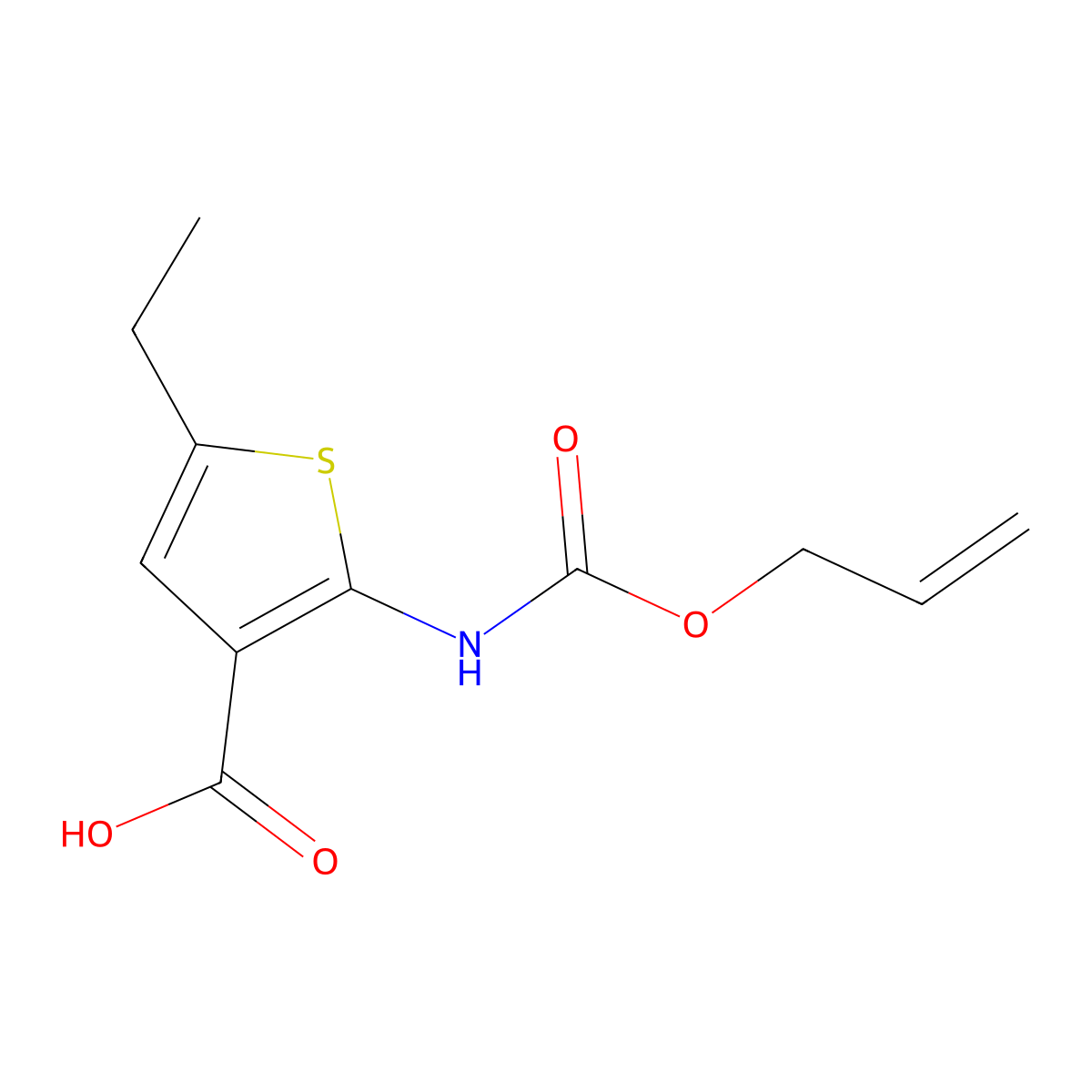 5-Ethyl-2-{[(prop-2-en-1-yloxy)carbonyl]amino}thiophene-3-carboxylic acid molecular structure, CAS 2680763-21-5