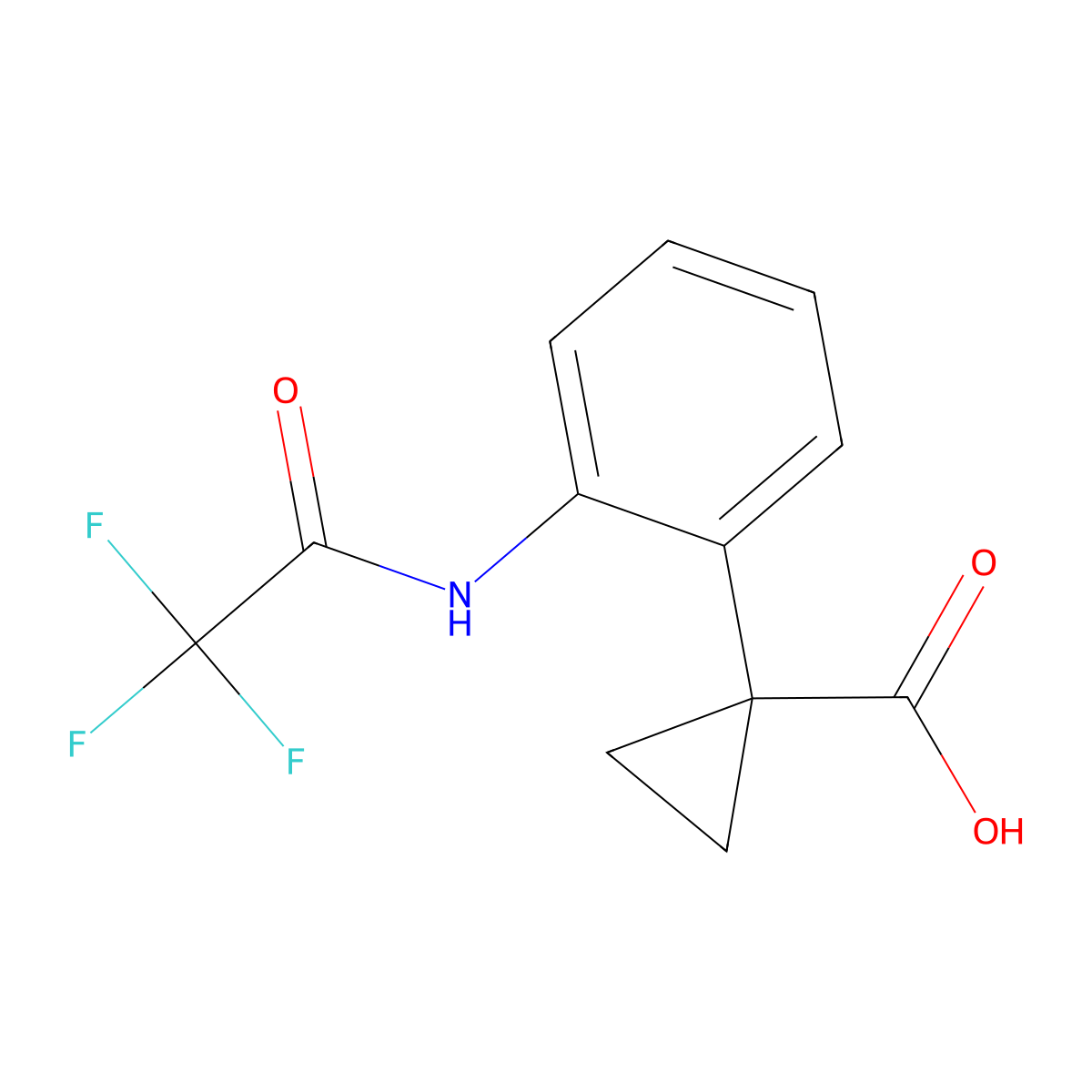 1-[2-(2,2,2-Trifluoroacetamido)phenyl]cyclopropane-1-carboxylic acid molecular structure, CAS 2680763-24-8