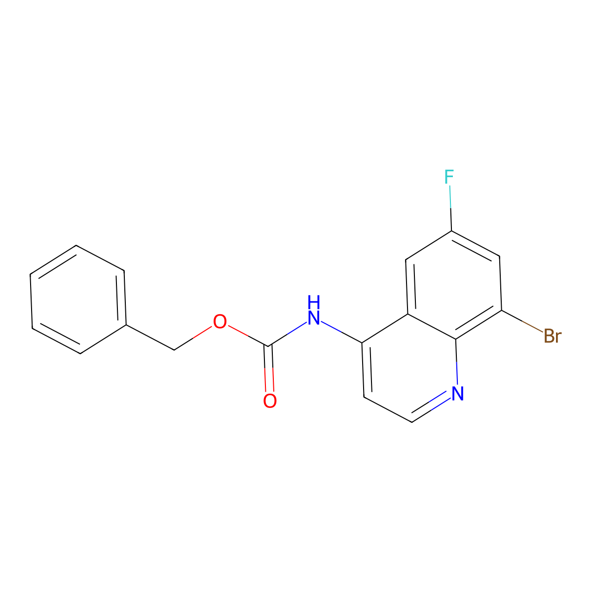 benzyl N-(8-bromo-6-fluoroquinolin-4-yl)carbamate molecular structure, CAS 2680763-25-9