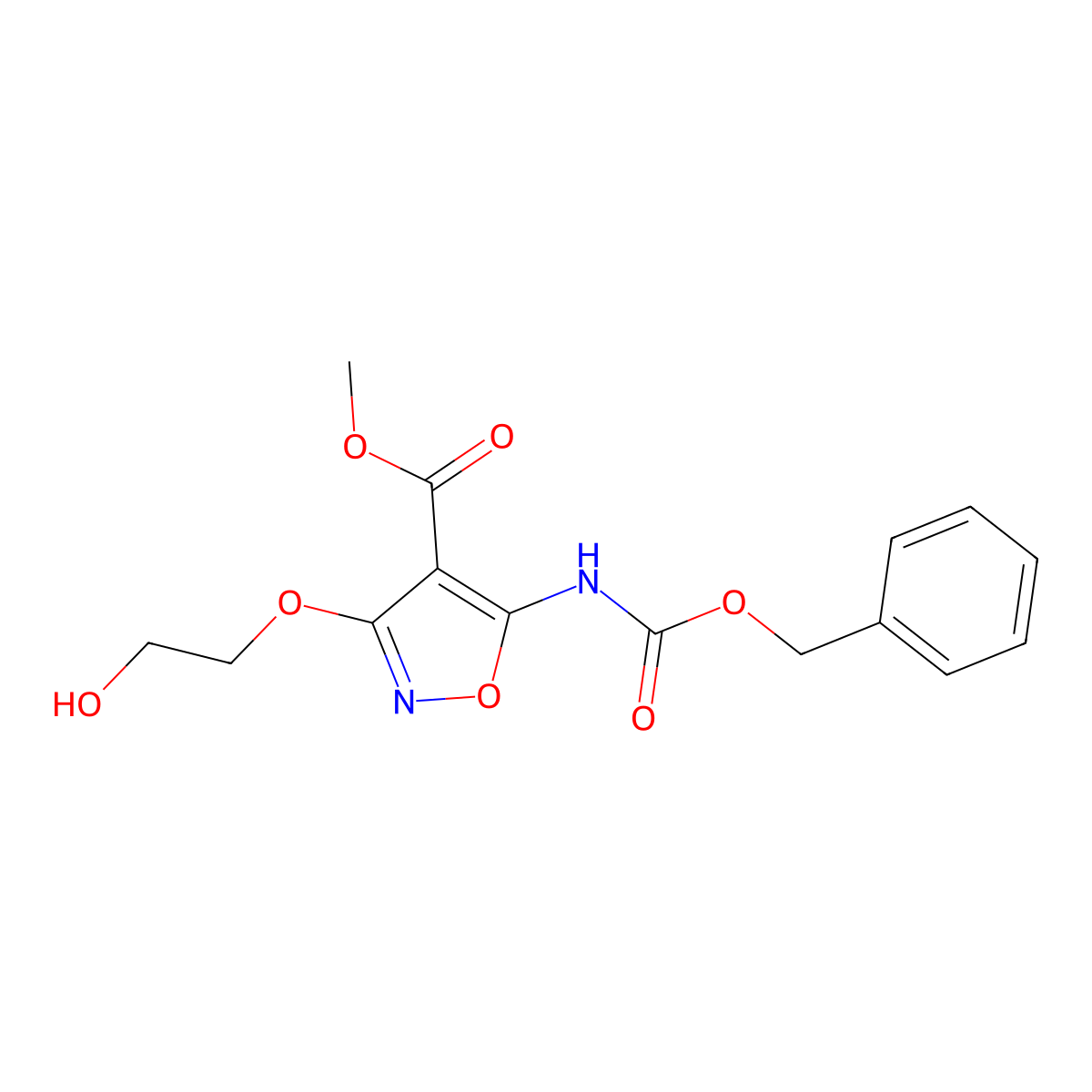 Methyl 5-{[(benzyloxy)carbonyl]amino}-3-(2-hydroxyethoxy)-1,2-oxazole-4-carboxylate molecular structure, CAS 2680763-29-3