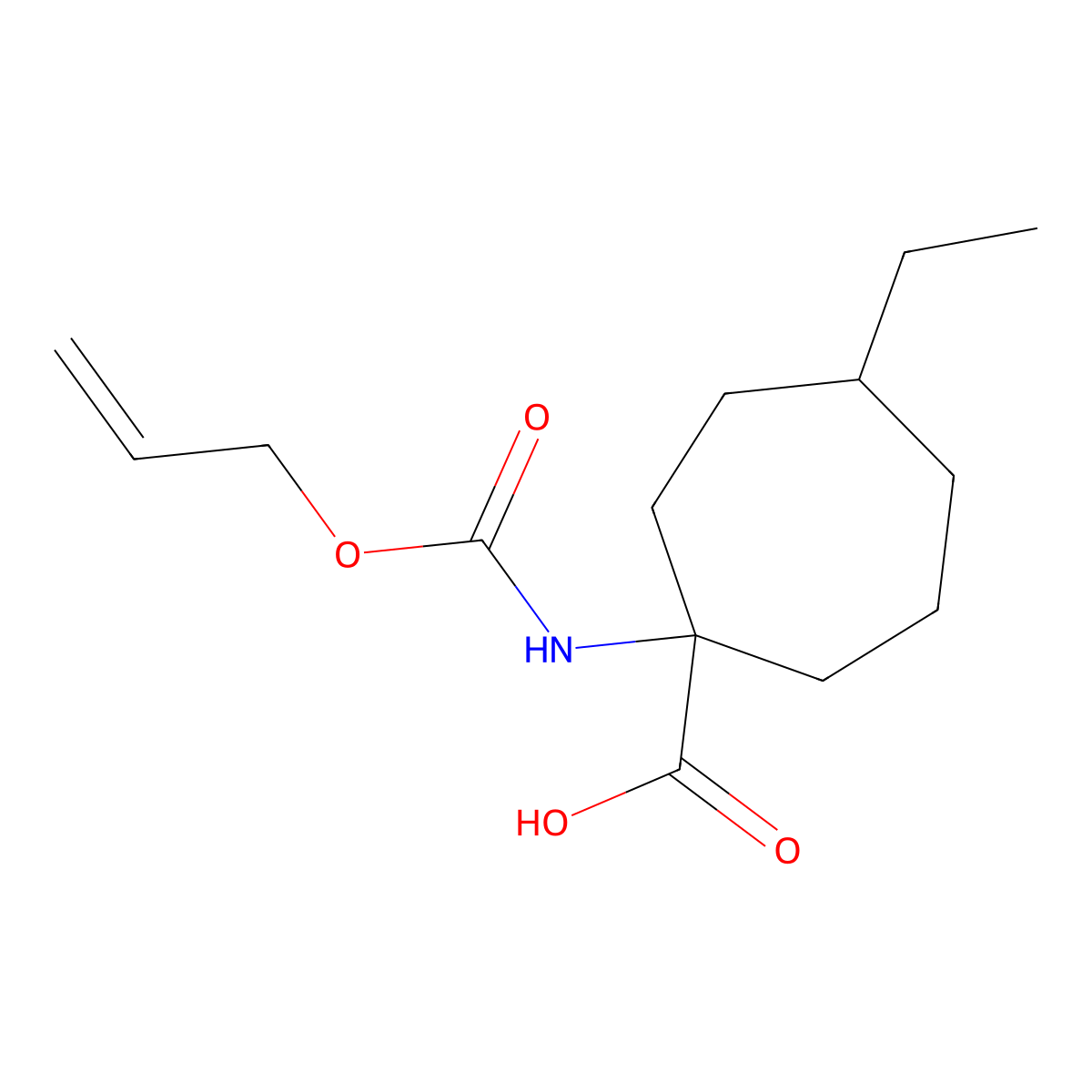 4-Ethyl-1-{[(prop-2-en-1-yloxy)carbonyl]amino}cycloheptane-1-carboxylic acid molecular structure, CAS 2680763-32-8