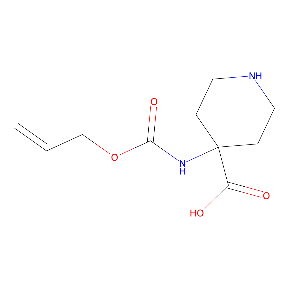 4-{[(Prop-2-en-1-yloxy)carbonyl]amino}piperidine-4-carboxylic acid molecular structure, CAS 2680763-43-1
