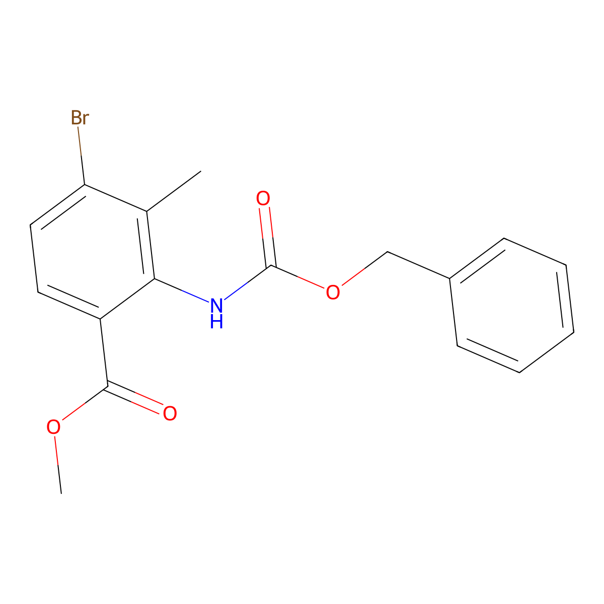 Methyl 2-{[(benzyloxy)carbonyl]amino}-4-bromo-3-methylbenzoate molecular structure, CAS 2680763-46-4