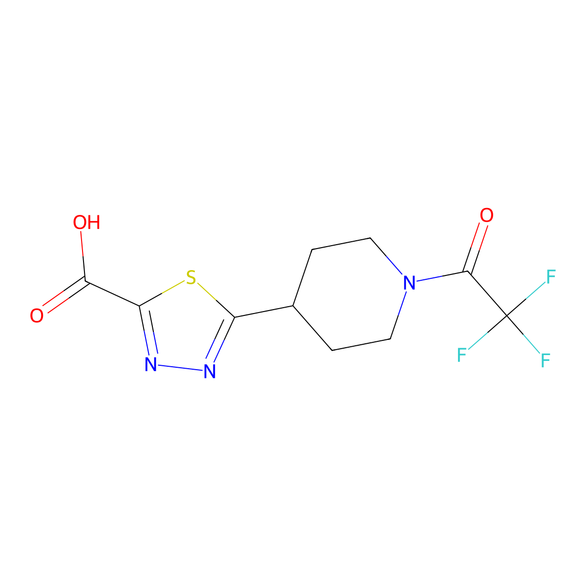 5-[1-(2,2,2-Trifluoroacetyl)piperidin-4-yl]-1,3,4-thiadiazole-2-carboxylic acid molecular structure, CAS 2680763-72-6