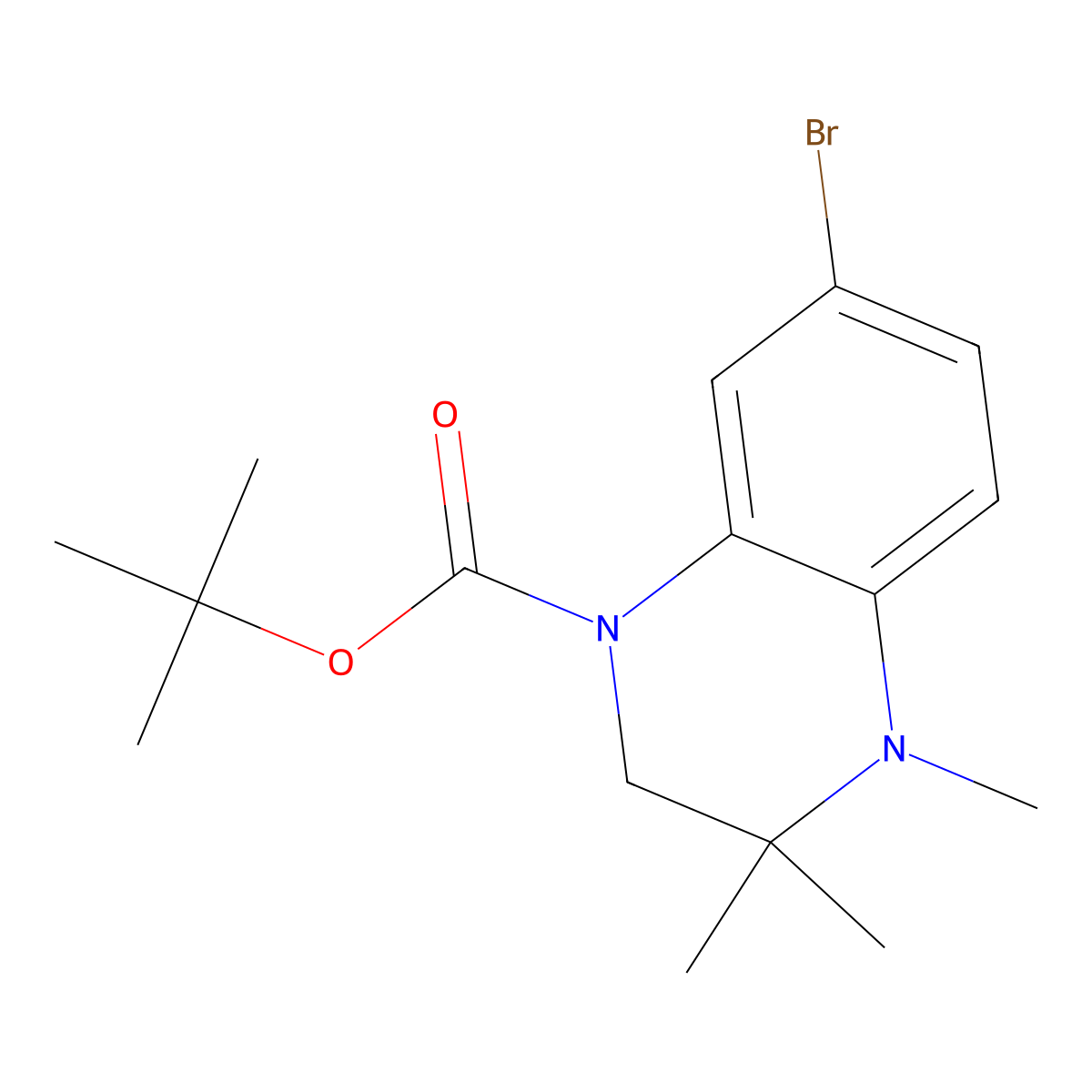 Tert-butyl 7-bromo-3,3,4-trimethyl-1,2,3,4-tetrahydroquinoxaline-1-carboxylate molecular structure, CAS 2680763-73-7