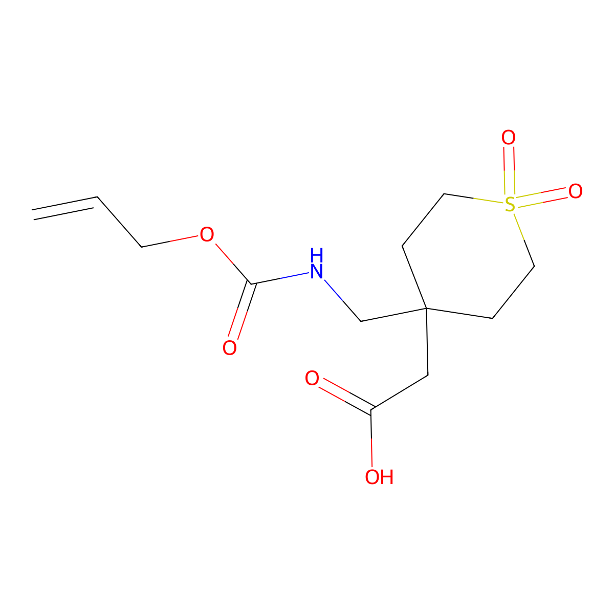 2-[1,1-Dioxo-4-({[(prop-2-en-1-yloxy)carbonyl]amino}methyl)-1lambda6-thian-4-yl]acetic acid molecular structure, CAS 2680763-82-8