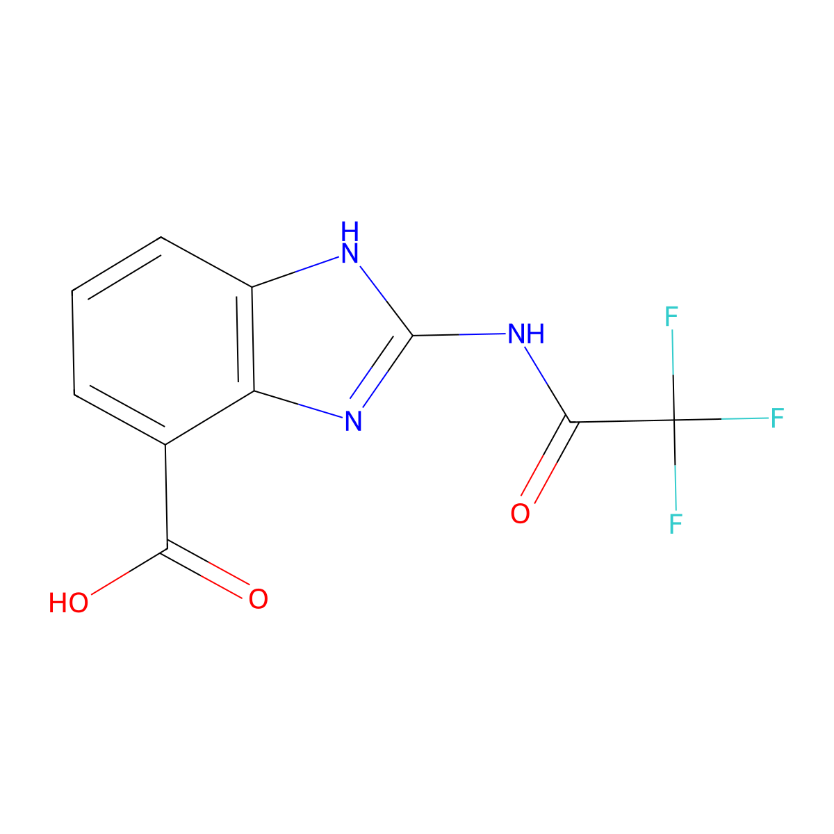 2-(2,2,2-trifluoroacetamido)-1H-1,3-benzodiazole-4-carboxylic acid molecular structure, CAS 2680763-92-0