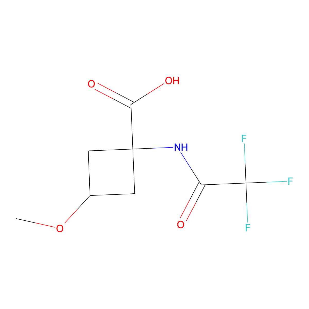 3-Methoxy-1-(trifluoroacetamido)cyclobutane-1-carboxylic acid molecular structure, CAS 2680763-95-3