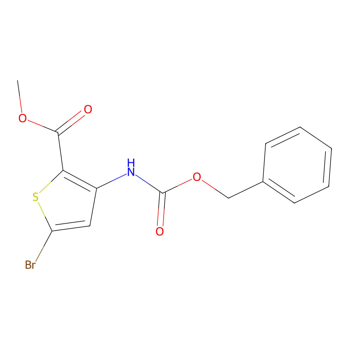 Methyl 3-{[(benzyloxy)carbonyl]amino}-5-bromothiophene-2-carboxylate molecular structure, CAS 2680763-98-6
