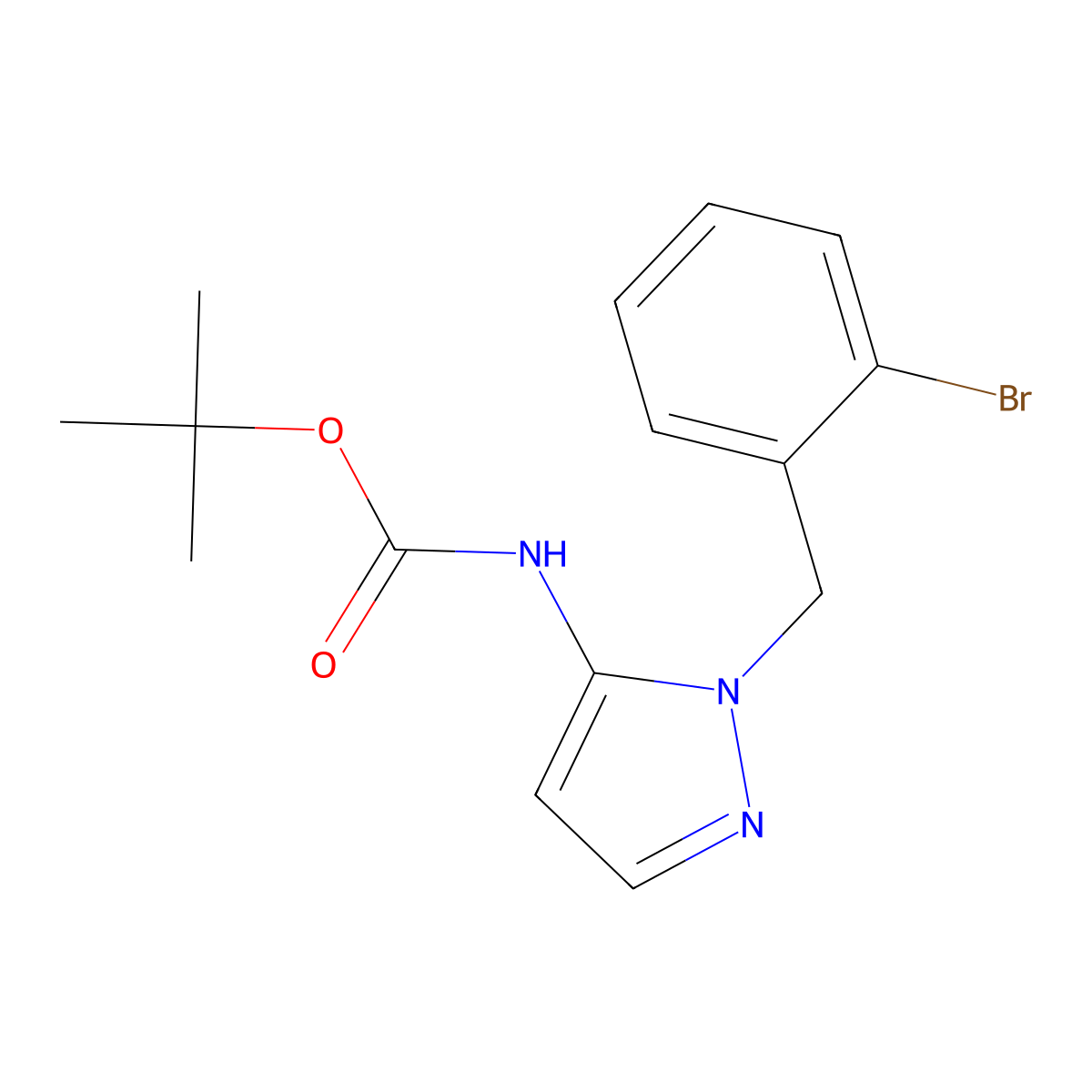 tert-butyl N-{1-[(2-bromophenyl)methyl]-1H-pyrazol-5-yl}carbamate molecular structure, CAS 2680764-07-0