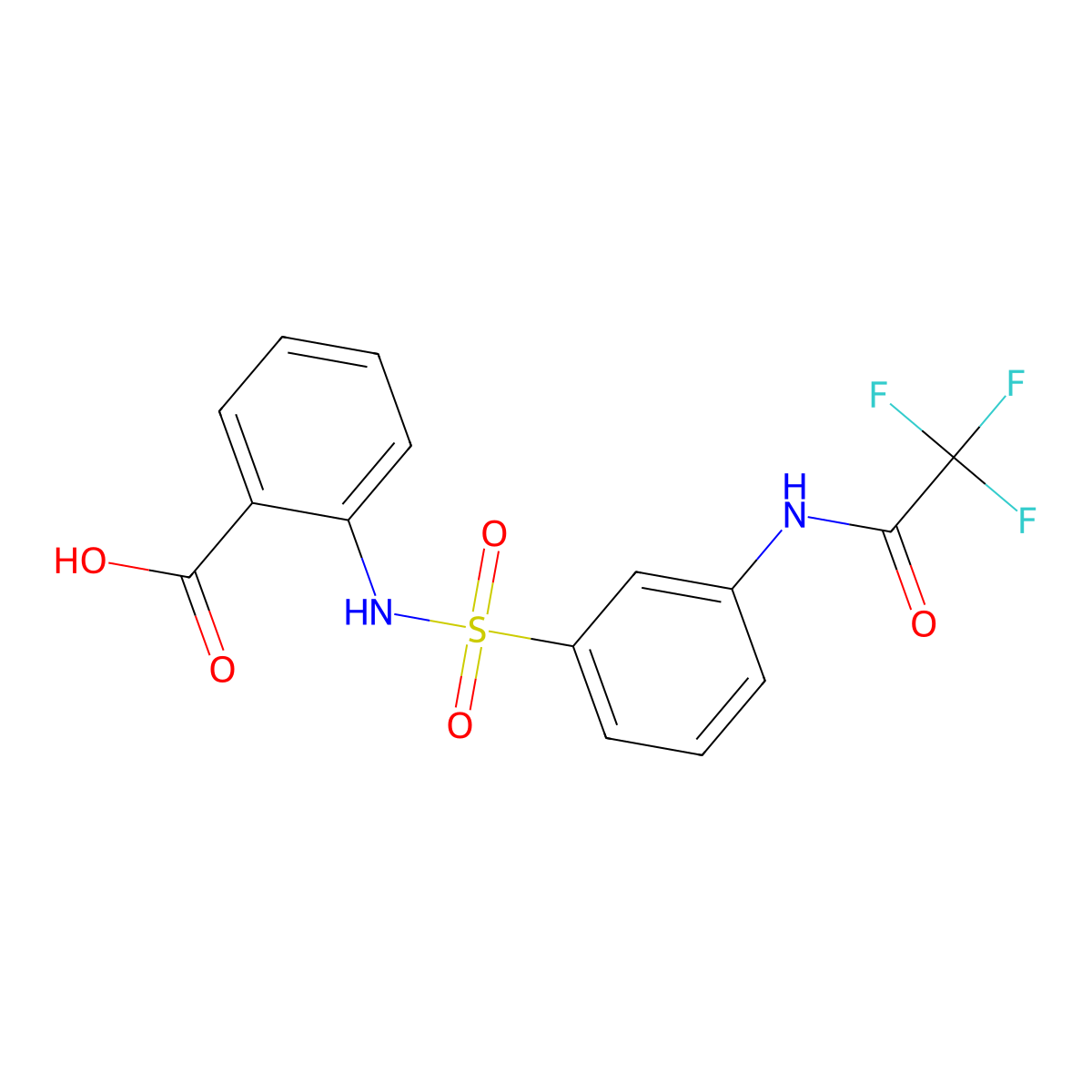 2-[3-(2,2,2-Trifluoroacetamido)benzenesulfonamido]benzoic acid molecular structure, CAS 2680764-09-2