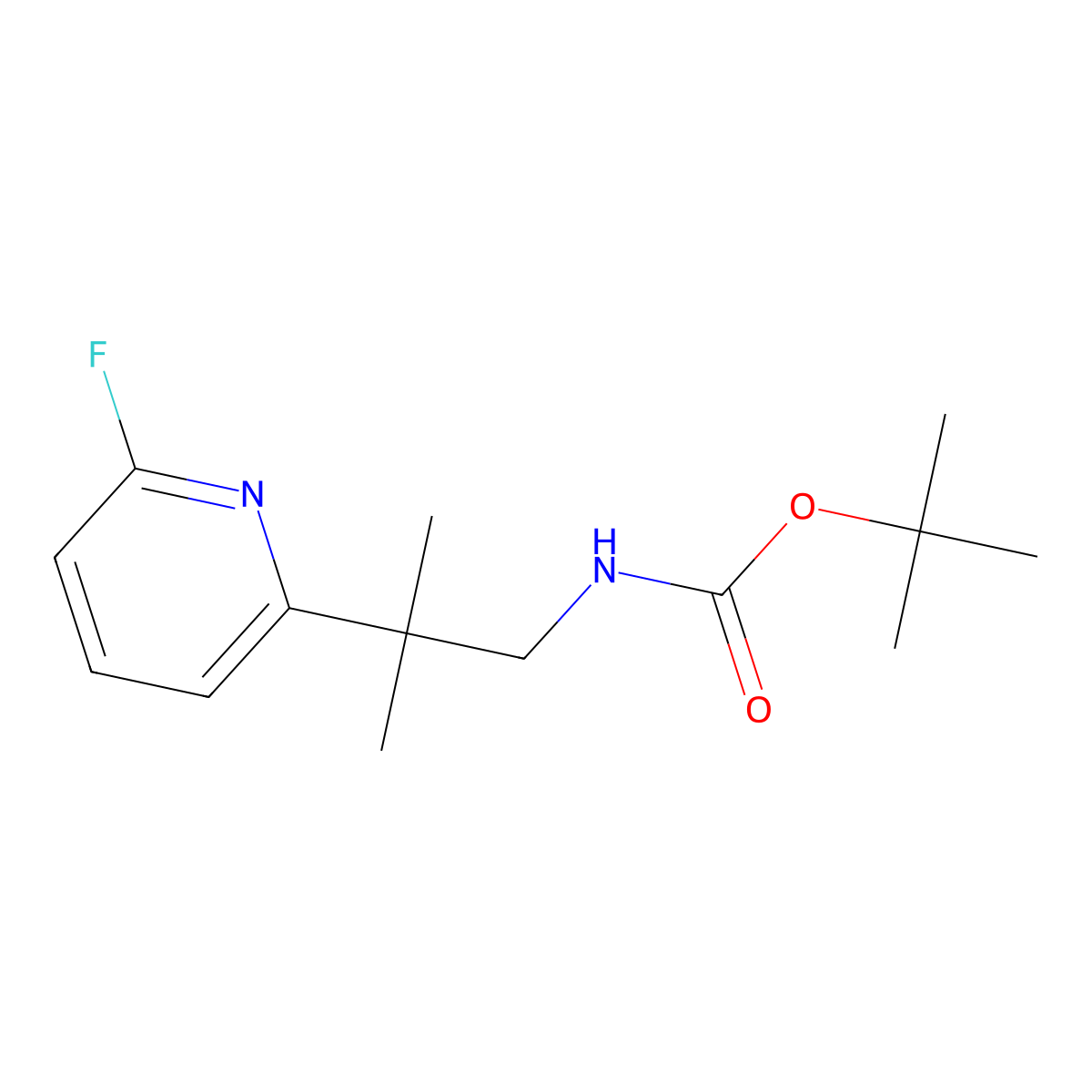 tert-butyl N-[2-(6-fluoropyridin-2-yl)-2-methylpropyl]carbamate molecular structure, CAS 2680764-11-6