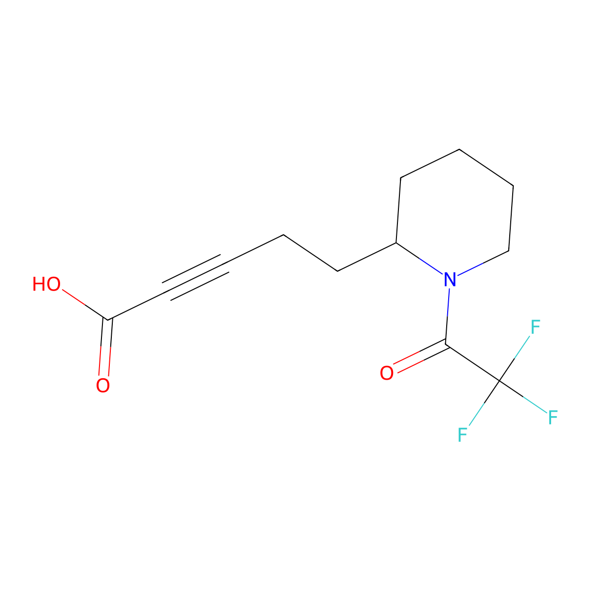 5-[1-(2,2,2-Trifluoroacetyl)piperidin-2-yl]pent-2-ynoic acid molecular structure, CAS 2680764-13-8