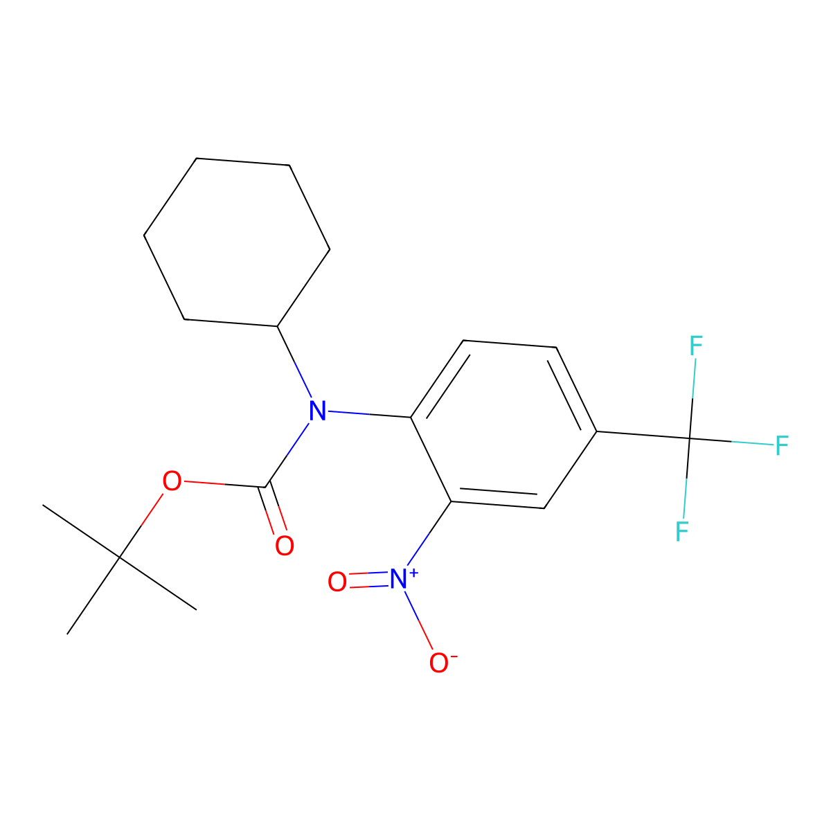 tert-butyl N-cyclohexyl-N-[2-nitro-4-(trifluoromethyl)phenyl]carbamate molecular structure, CAS 2680764-15-0
