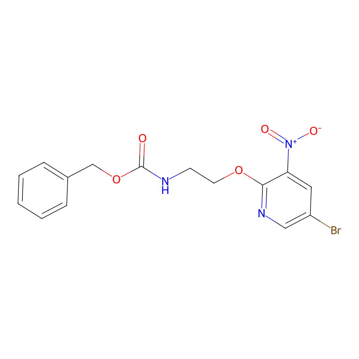 benzyl N-{2-[(5-bromo-3-nitropyridin-2-yl)oxy]ethyl}carbamate molecular structure, CAS 2680764-19-4