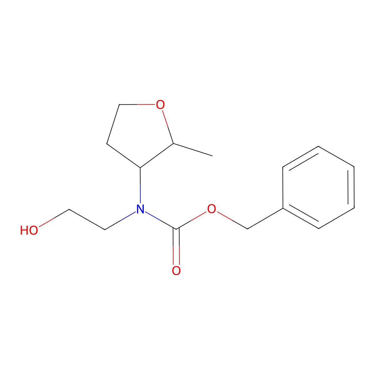 benzyl N-(2-hydroxyethyl)-N-(2-methyloxolan-3-yl)carbamate molecular structure, CAS 2680764-29-6