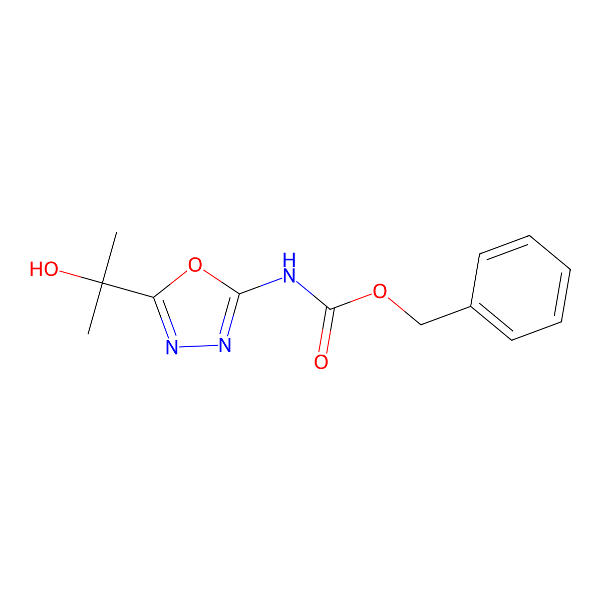 benzyl N-[5-(2-hydroxypropan-2-yl)-1,3,4-oxadiazol-2-yl]carbamate molecular structure, CAS 2680764-33-2