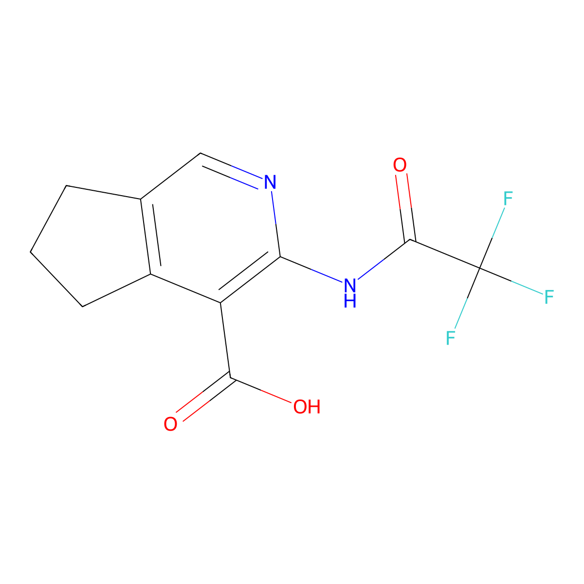 3-(2,2,2-trifluoroacetamido)-5H,6H,7H-cyclopenta[c]pyridine-4-carboxylic acid molecular structure, CAS 2680764-42-3