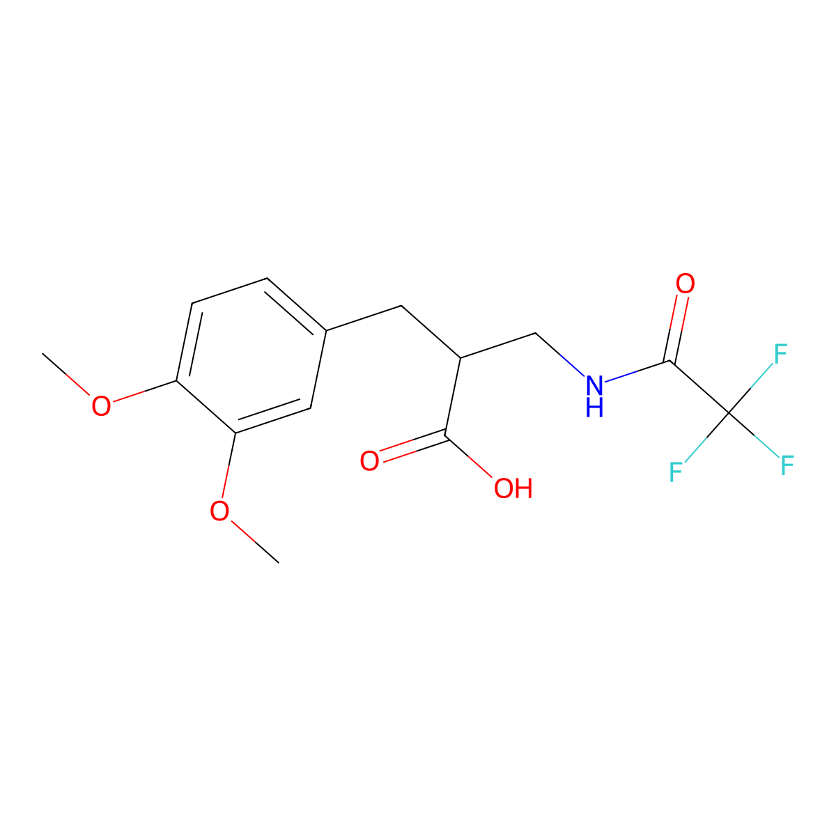 2-[(3,4-Dimethoxyphenyl)methyl]-3-(2,2,2-trifluoroacetamido)propanoic acid molecular structure, CAS 2680764-45-6