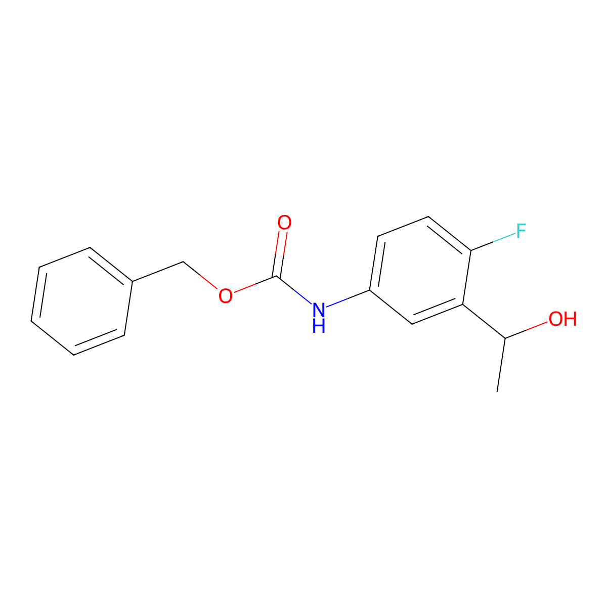 benzyl N-[4-fluoro-3-(1-hydroxyethyl)phenyl]carbamate molecular structure, CAS 2680764-53-6